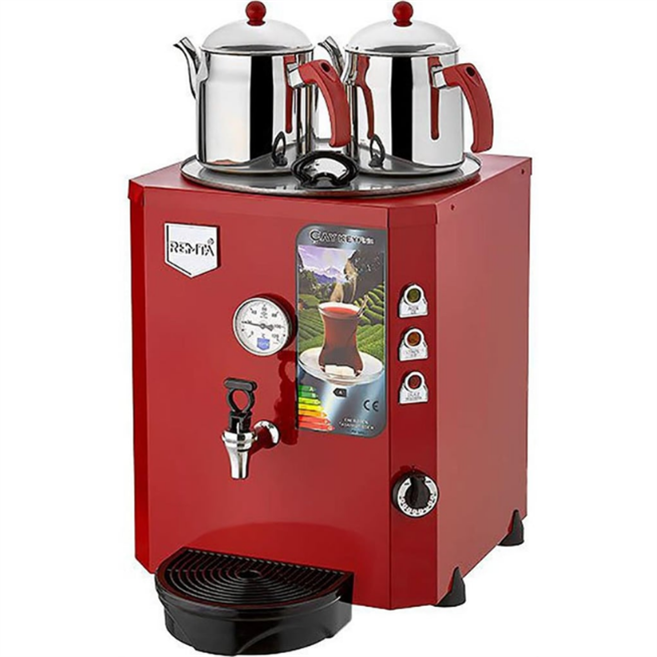 2 Demlikli Jumbo Çay Kazanı Makinesi 23 lt Şamandıralı (Şebekeden Su Alma) DE11T