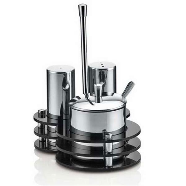 Pleksi Standlı 3'lü Tuzluk Baharatlık Takımı