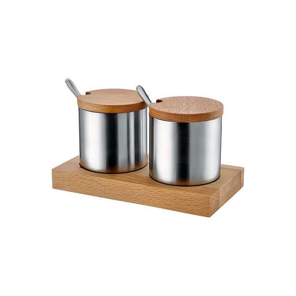 Ahşap Standlı 2'li Baharatlık Takımı