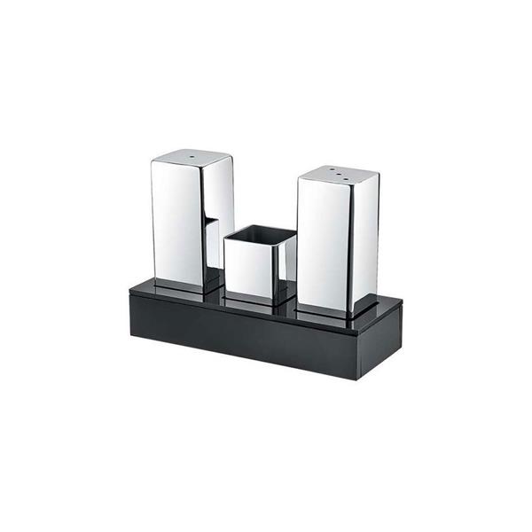 Pleksi Standlı Dikdörtgen 3'lü Tuzluk Takımı