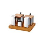 Ahşap Standlı 5'li Kare Tuzluk Baharatlık Takımı