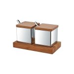 Ahşap Standlı 2'li Kare Baharatlık Takımı