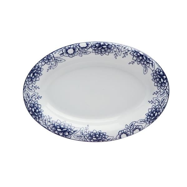 Porselen Blue Manoir Desen1 Kayık Tabak 