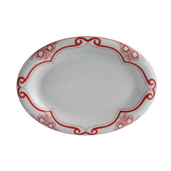Porselen Red Manoir Desen2 Kayık Tabak 2