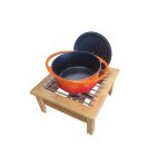 Tekli Ahşap Yemek Servis Standı, Vernikli, Paslanmaz Izgaralı