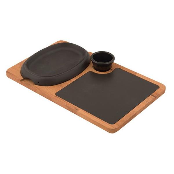 Oval Hot Plate, Ahşap ve Porselen Servis Plakası