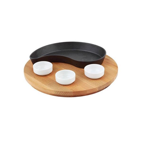 Ahşap Altlıklı Yingyang Şekilli Fajita Tavası