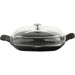 Cam Kapaklı Döküm Demir Izgara Tava