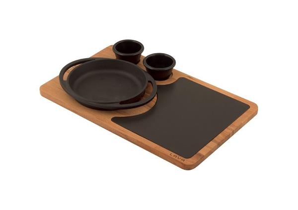 Yuvarlak Kulplu Tava, Ahşap ve Porselen Servis Plakası