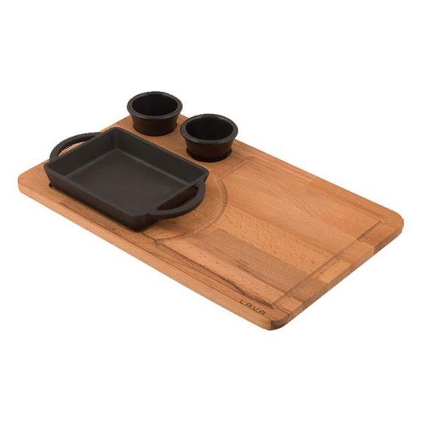 Ahşap Altlıklı Dikdörtgen Kulplu Tabak