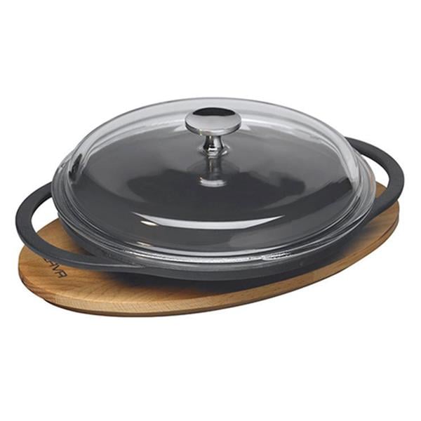 Cam Kapaklı Döküm Demir Sac Kavurma Tavası