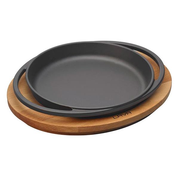 Ahşap Altlıklı Döküm Demir Yuvarlak Tava