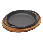 Ahşap Altlıklı Döküm Demir Yuvarlak Tava