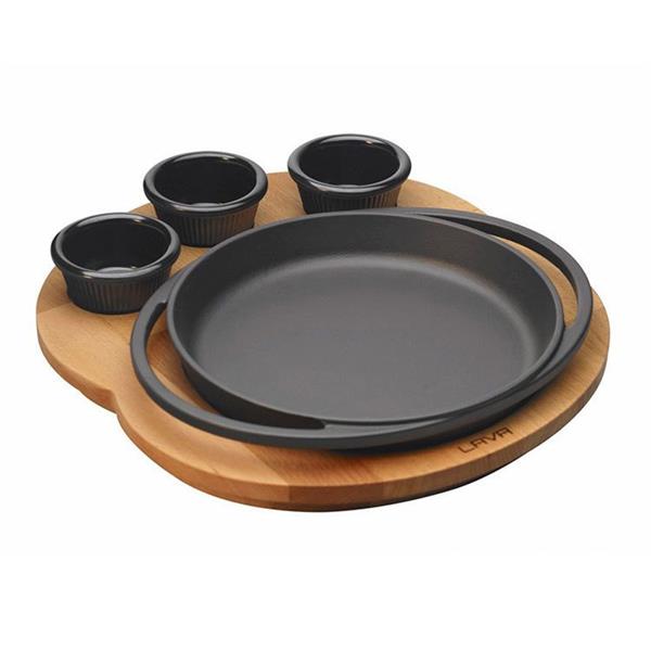 Ahşap Altlıklı Döküm Demir Yuvarlak Tava