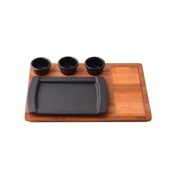 Ahşap Altlıklı Dikdörtgen Servis Tabağı