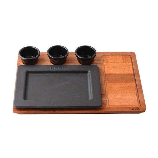 Ahşap Altlıklı Dikdörtgen Servis Tabağı