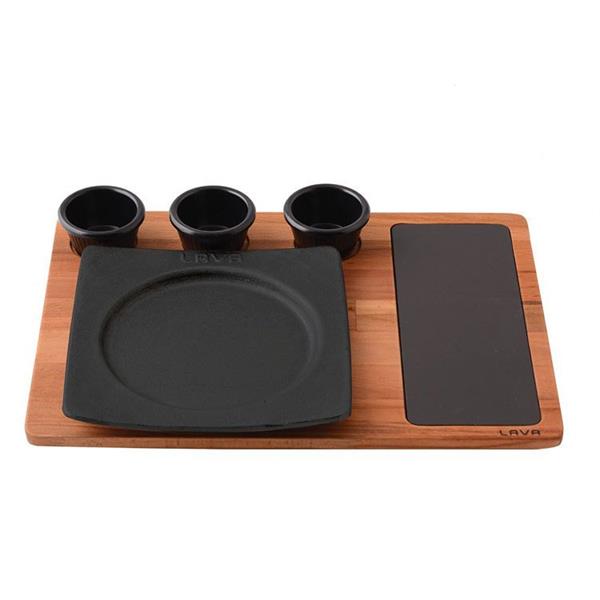 Ahşap Altlıklı Yuvarlak Servis Tabağı Porselen Plaka