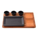 Ahşap Altlıklı Dikdörtgen Servis Tabağı