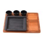 Ahşap Altlıklı Demir Döküm Kare Servis Tabağı