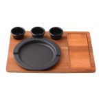 Ahşap Altlıklı Yuvarlak Servis Tabağı