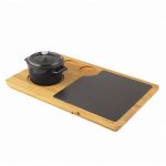 Ahşap ve Porselen Servis Plakalı Mini Tencere