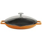 Cam Kapaklı Yuvarlak Izgara Tava