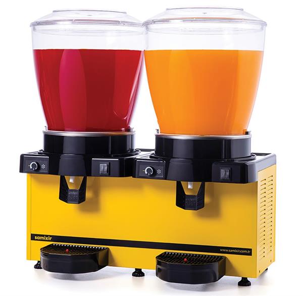Panoramik Twin Manuel Karıştırıcılı+Karıştırıcılı Soğuk İçecek Dispenseri 22+22 Litre Sarı MM44.AY