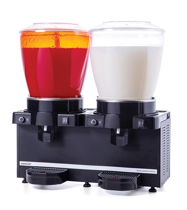 Panoramik Twin Manuel Fıskiyeli+Karıştırıcı Soğuk İçecek Dispenseri 22+22 Litre Siyah SM44.AB