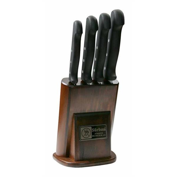 Eskitme Ahşaplı Mutfak Bıçak Seti