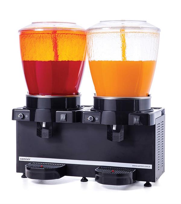 Panoramik Twin Manuel Fıskiyeli Soğuk İçecek Dispenseri 22+22 Litre Siyah SS44.AB