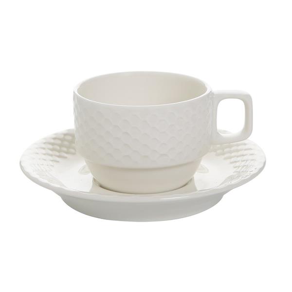 Porselen Aqua Alumilite Tabaklı Çay Finc