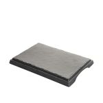 Siyah Melamin Kare Taş Görünümlü Düz Tepsi 30Cm