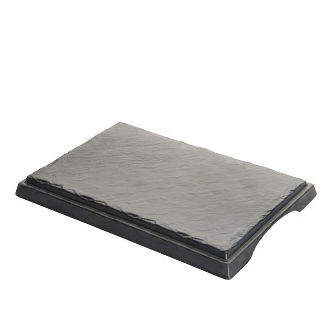 Siyah Melamin Dikdörtgen Taş Görünüm Düztepsi 42Cm