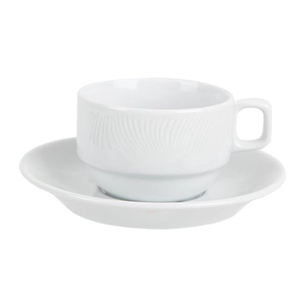 Porselen Lara Beyaz Tabaklı Çay Fincanı 