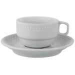 Porselen Collet Beyaz Tabaklı Kahve Finc