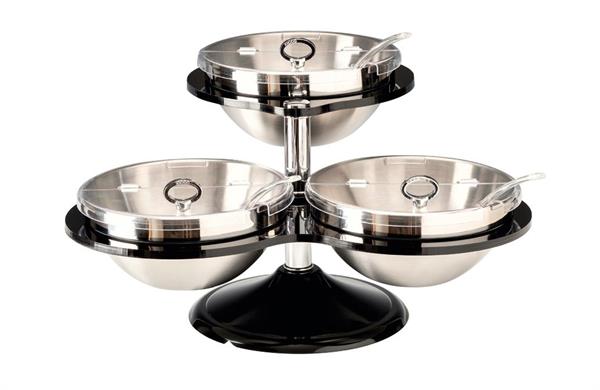 3'lü Çelik Kaseli Kapaklı Teşhir Standı