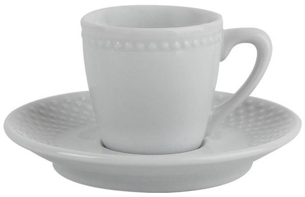 Porselen Collet Beyaz Tabaklı Kahve Finc