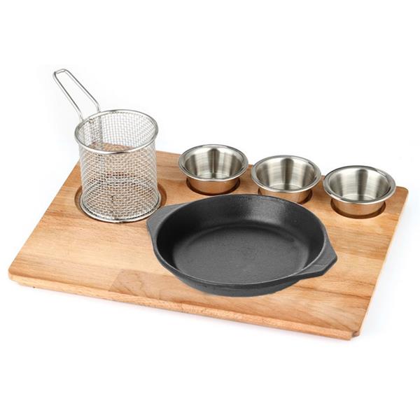 Döküm Yuvarlak Kulplu Fajita Sunum Seti