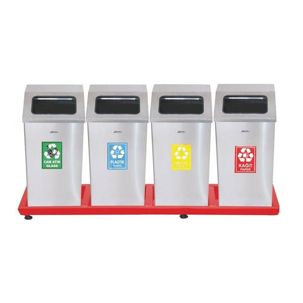Mat Paslanmaz Geri Dönüşüm Çöp Kova Grubu