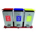 Pedallı Paslanmaz Geri Dönüşüm Çöp Kovası