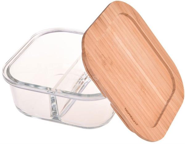 Lavi Kare Bölmeli Cam Saklama Kabı 740 ml