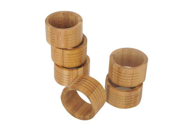 Bambu 6'lı Peçete Halkası